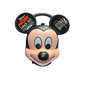 Disney Mickey Mouse Head Lunch Box Kit Original Thermos Aladdin USA 1989 Vintage